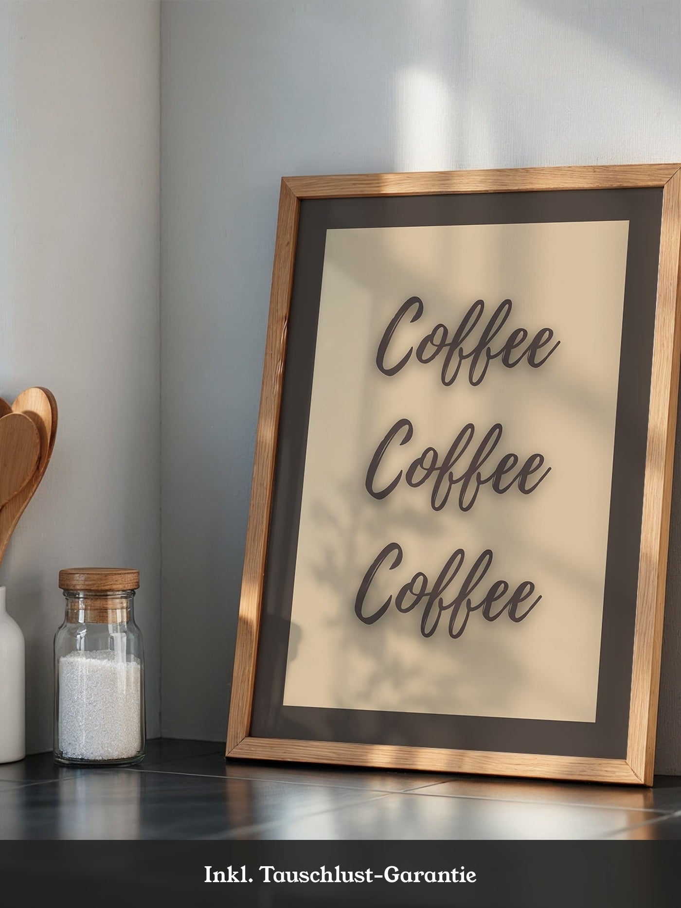 Kaffee Schriftzug Dreifach Braun