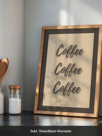 Kaffee Schriftzug Dreifach Braun