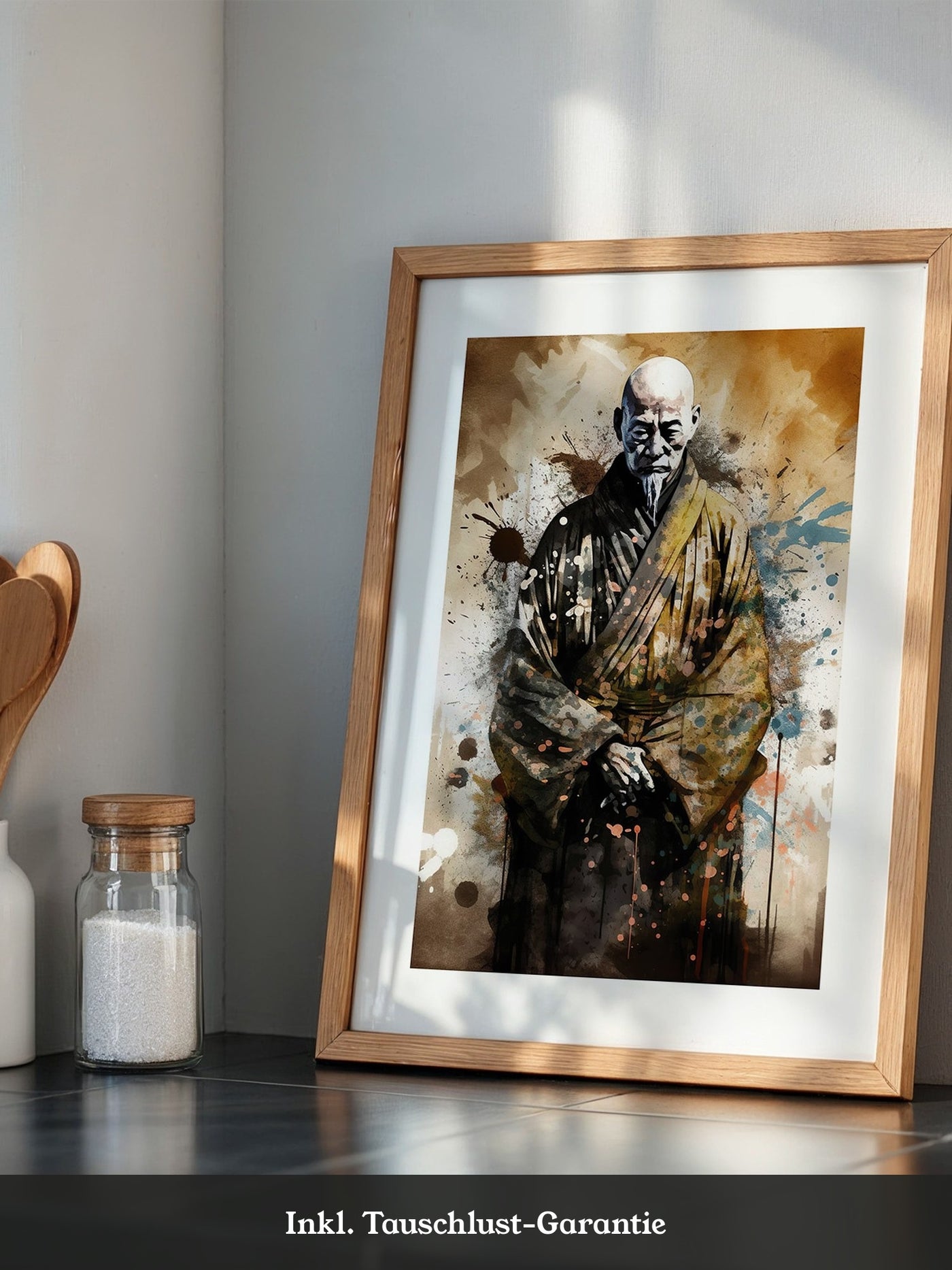 Zen Mönch Aquarell Explosion