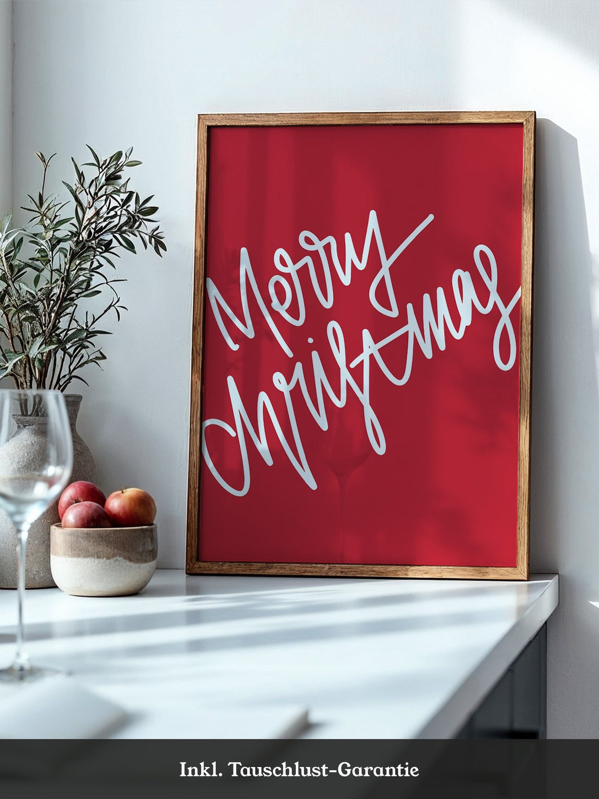 Weihnachtsgruß Kalligrafie Rot