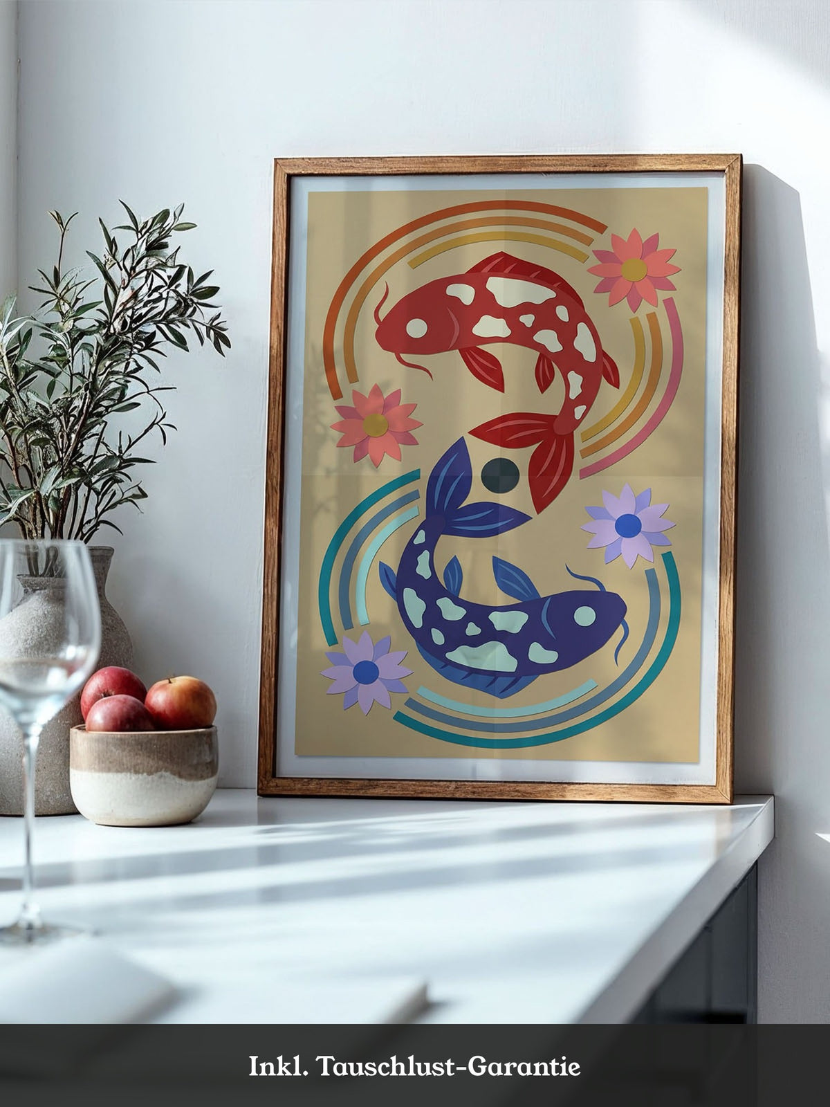 Koi Fische Blumen Illustration