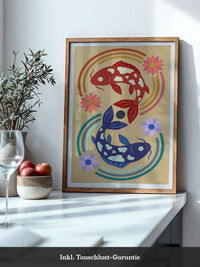 Koi Fische Blumen Illustration