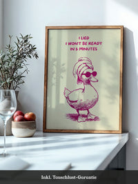Ente Turban Humor Rosazeichnung