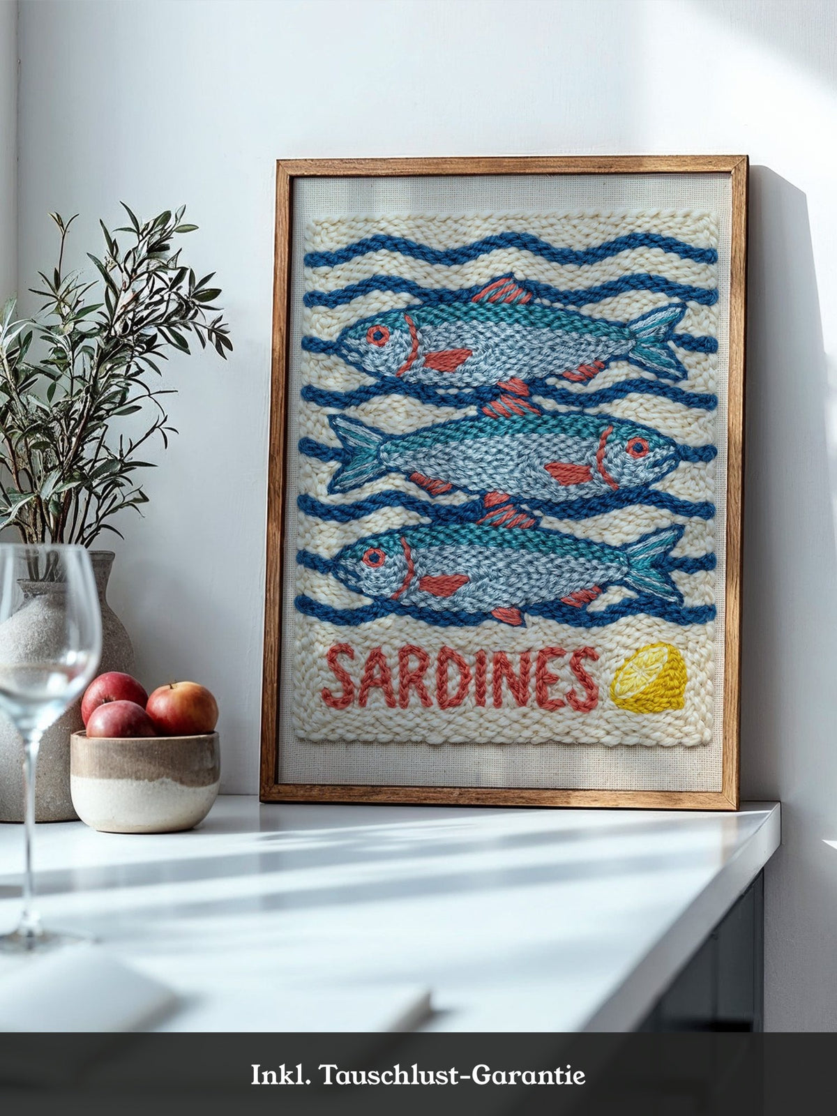 Sardinen Stickerei Wellenmuster
