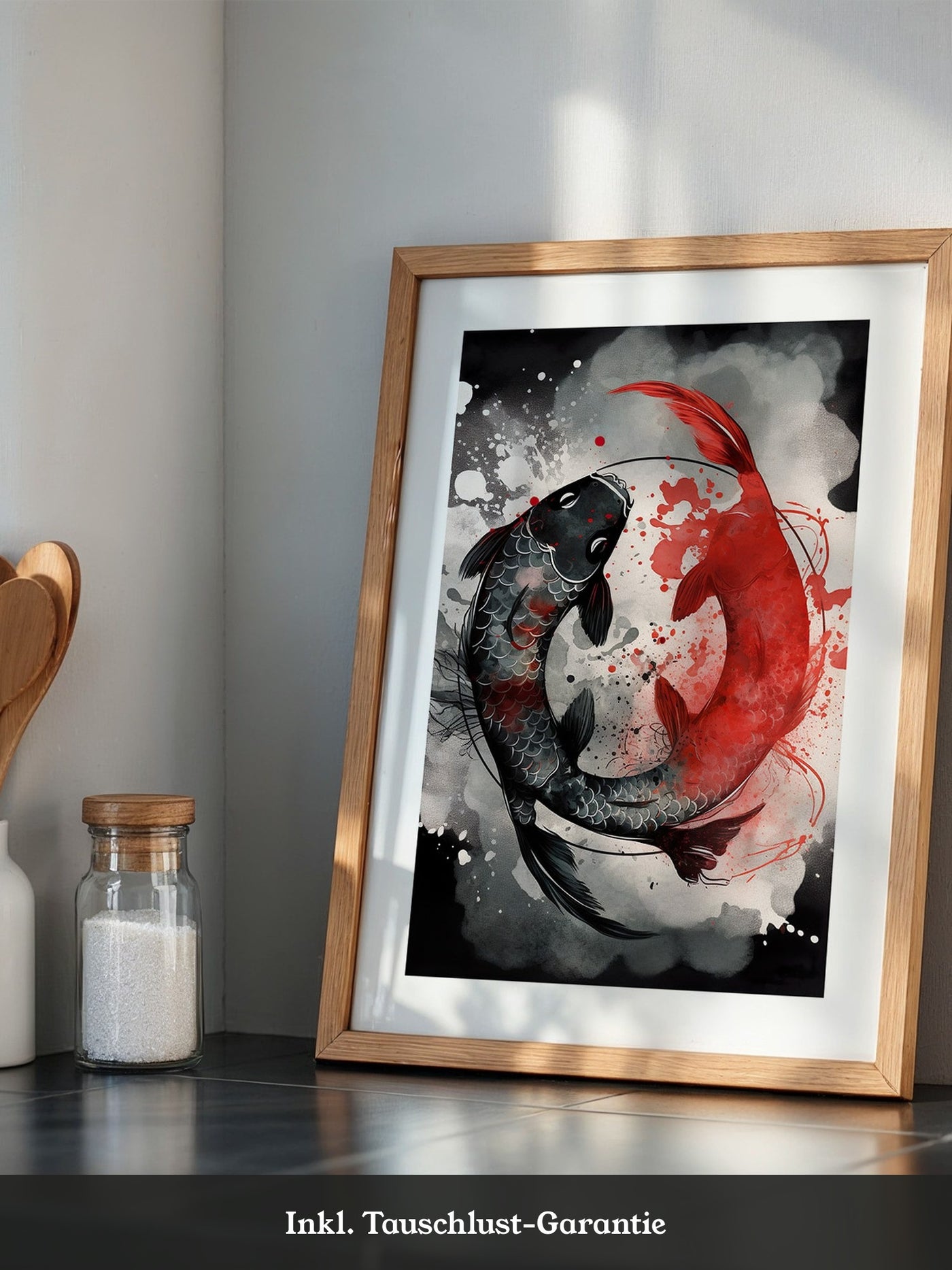 Koi Fische Rot Schwarz Splatter