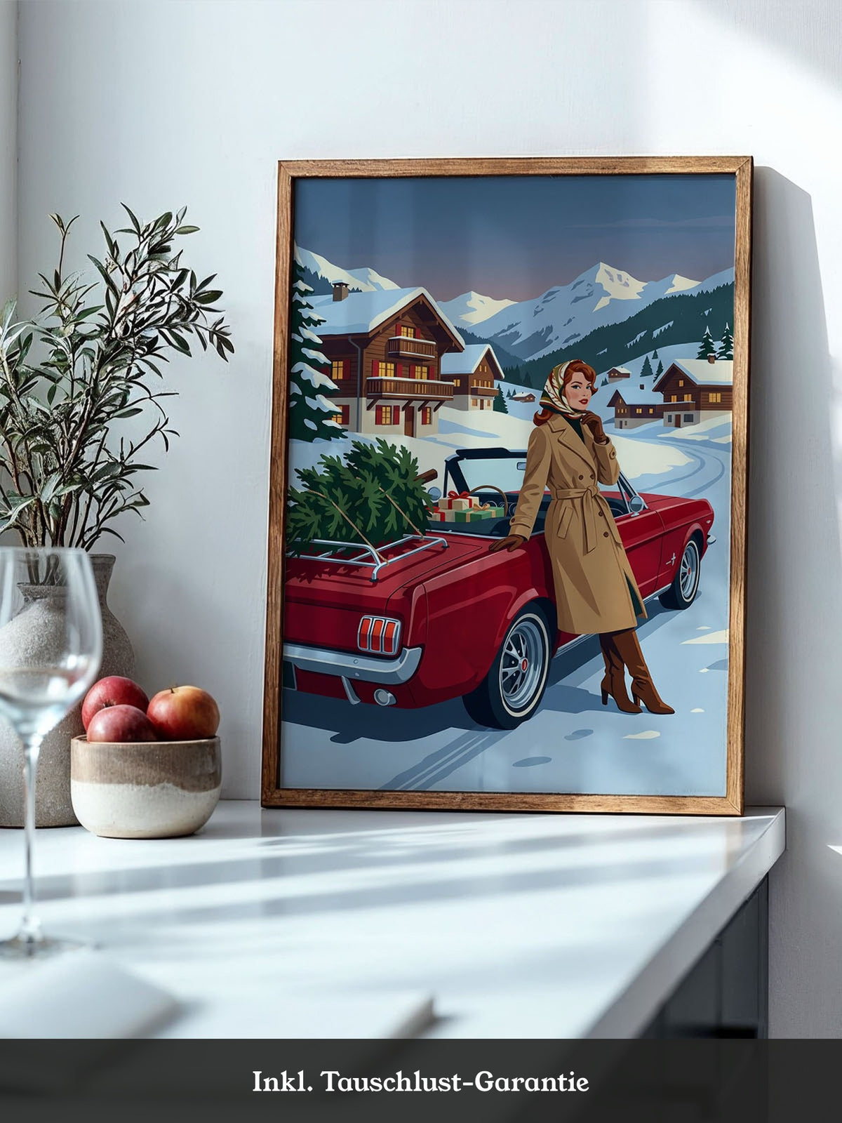 Retro Auto Winterlandschaft
