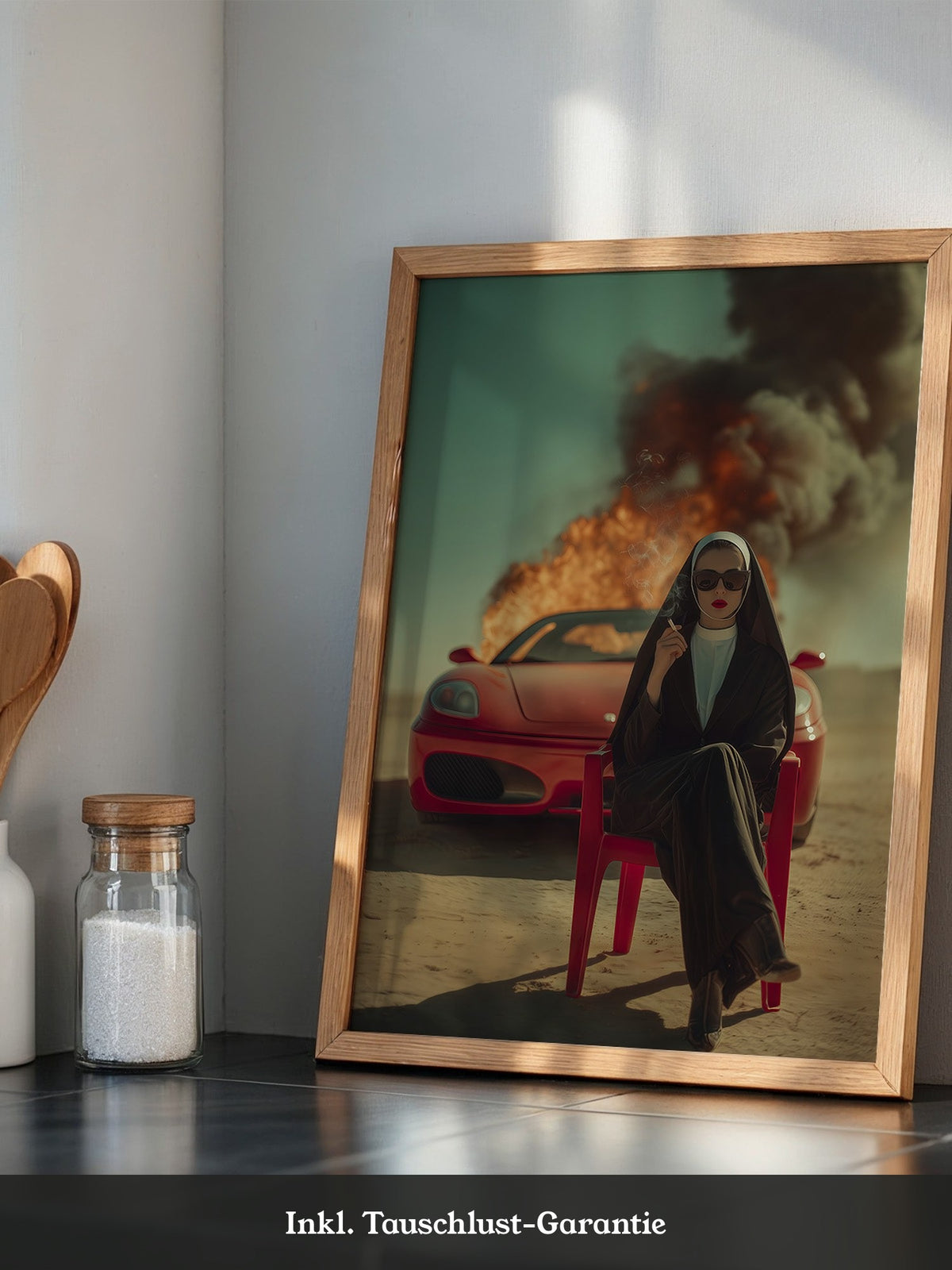 Nonne Auto Flammenwüste
