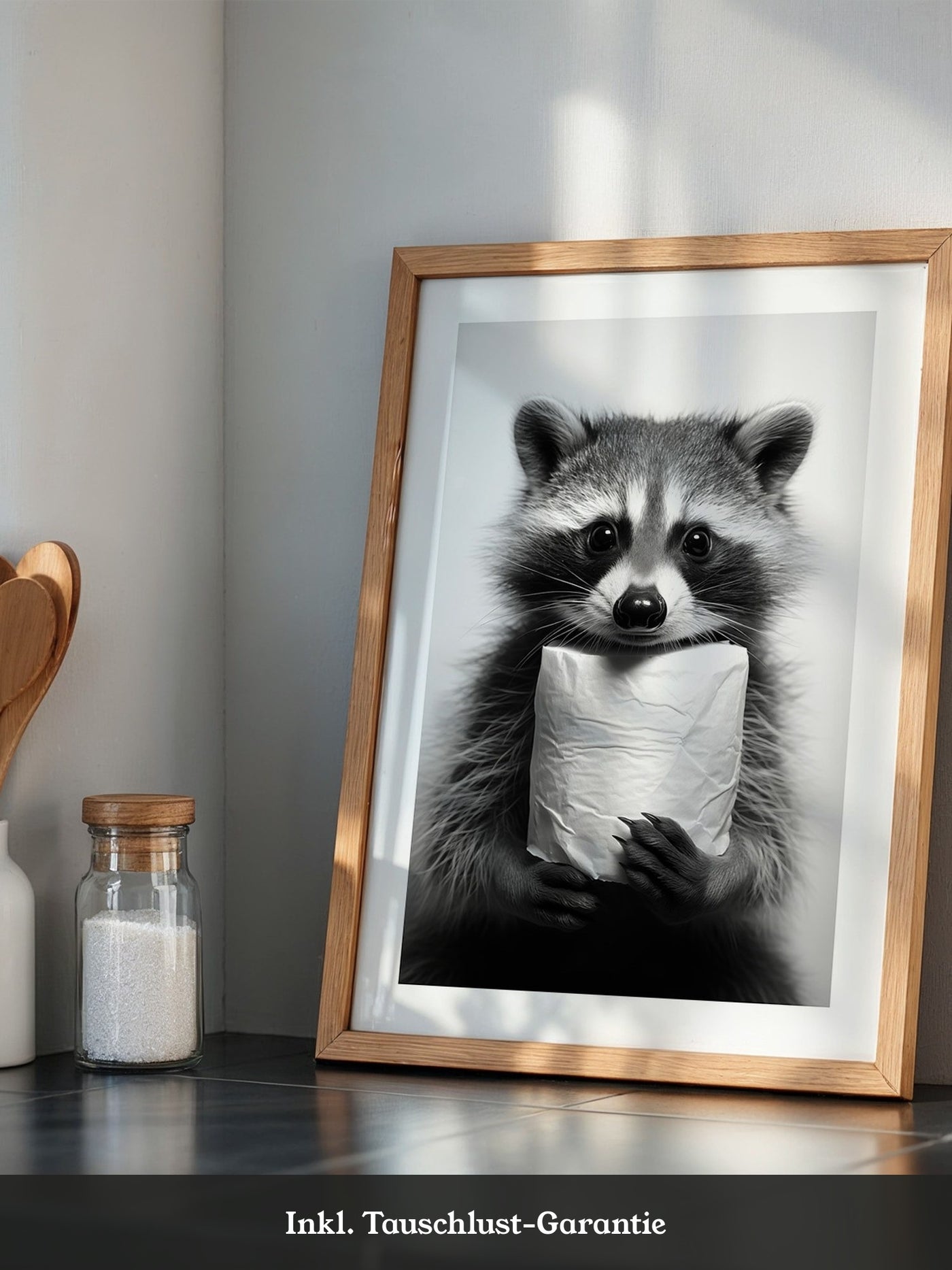 Waschbär Schwarzweiß Humor
