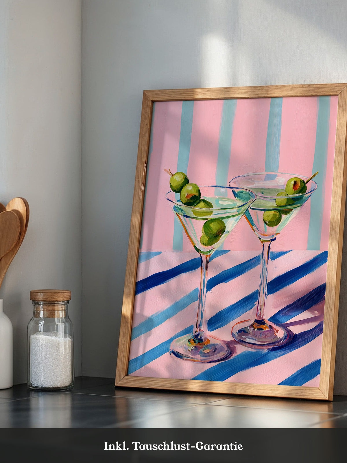 Cocktailgläser Oliven Pastellstreifen