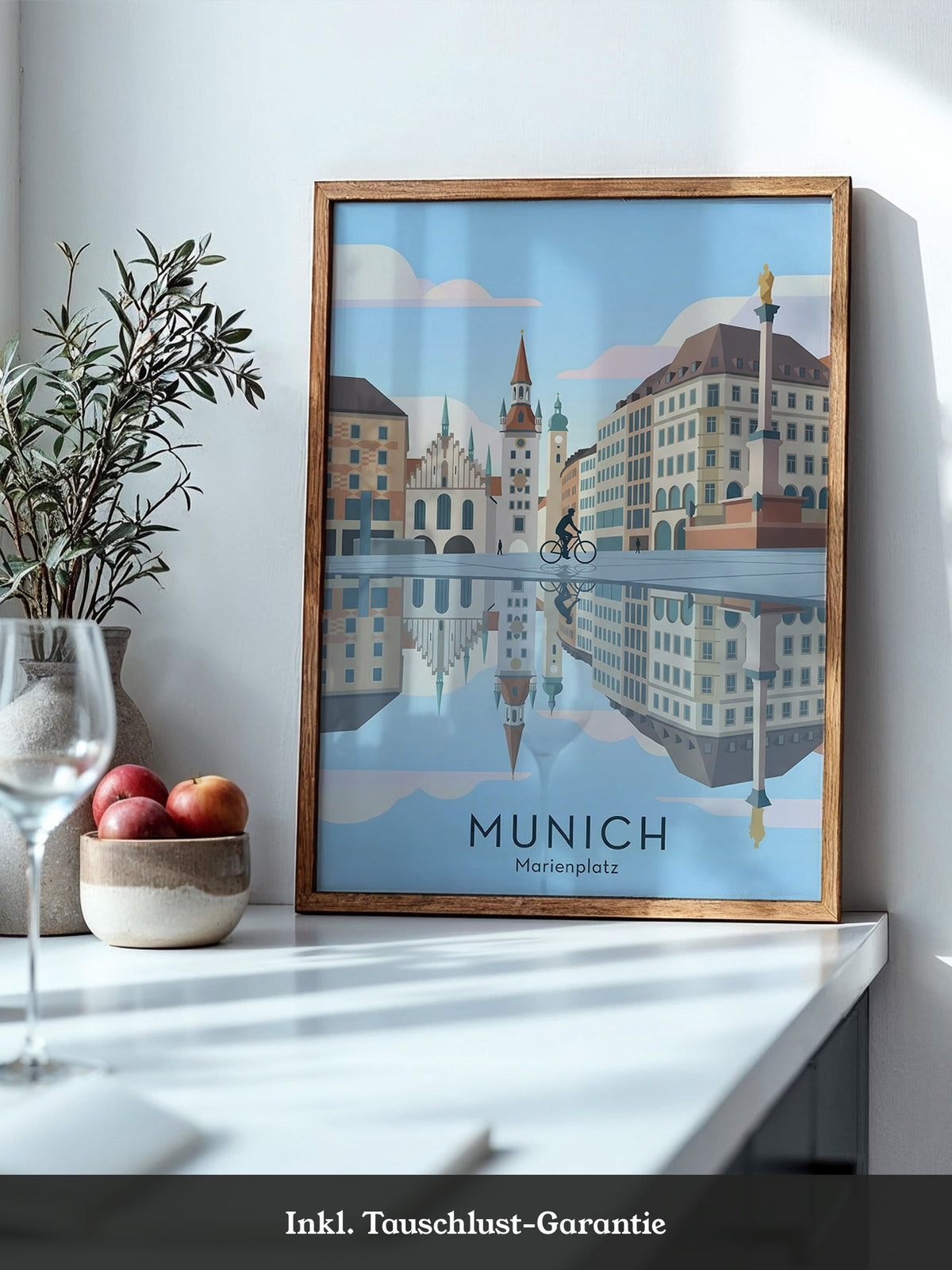 Marienplatz Spiegelung Stadtszene