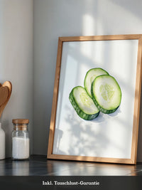 Gurkenscheiben Aquarell Frisch