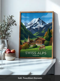 Alpine Idylle gemalt Schweiz