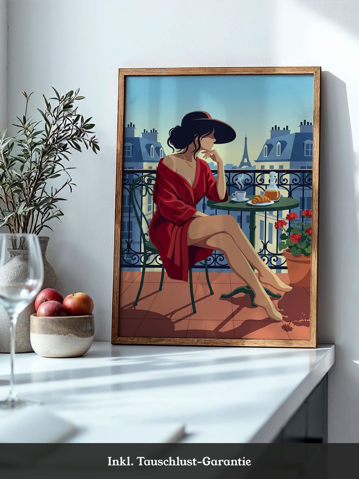 Paris Frau Balkon Retro