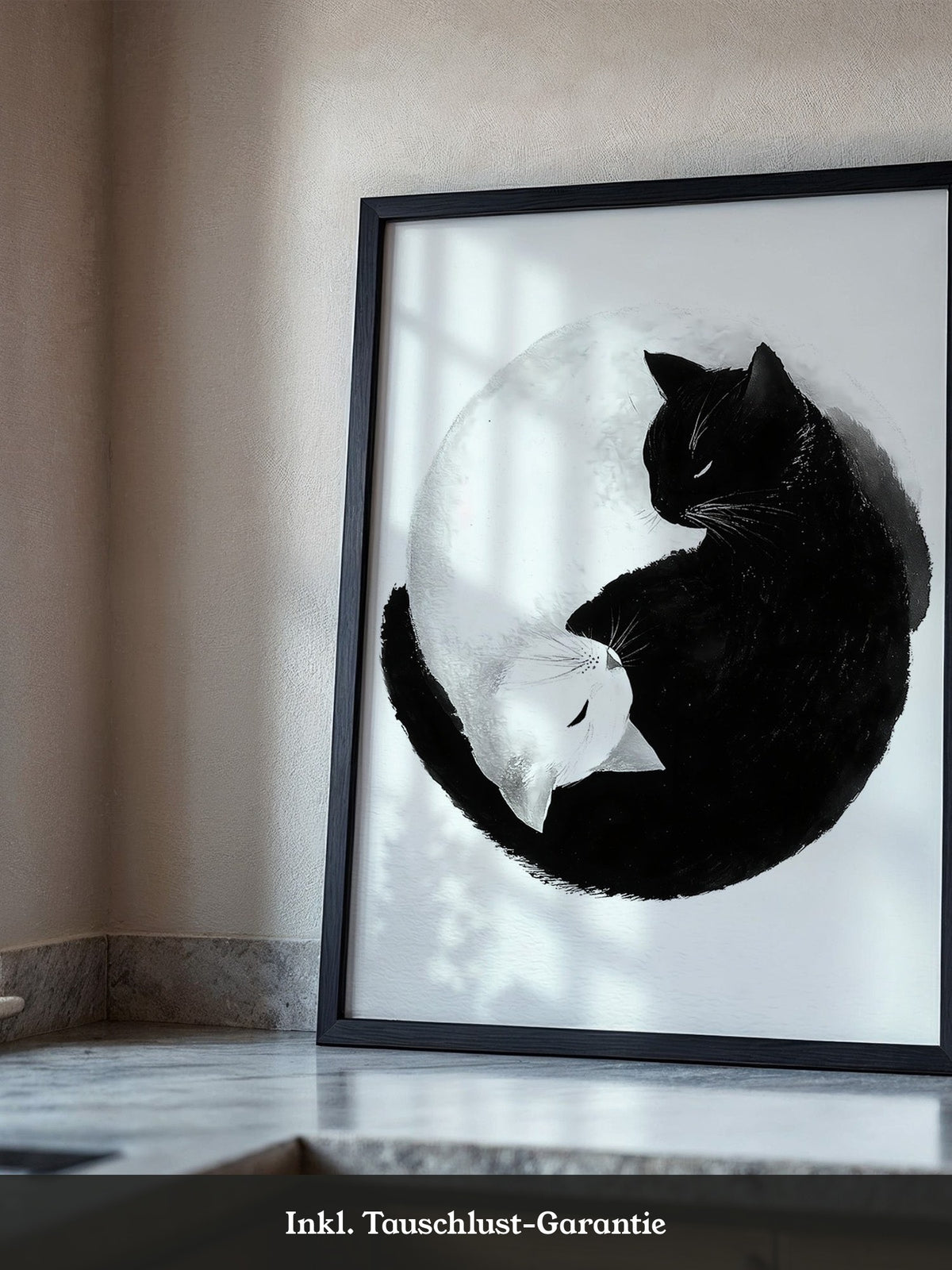 Katzen Yin Yang Schwarz Weiß