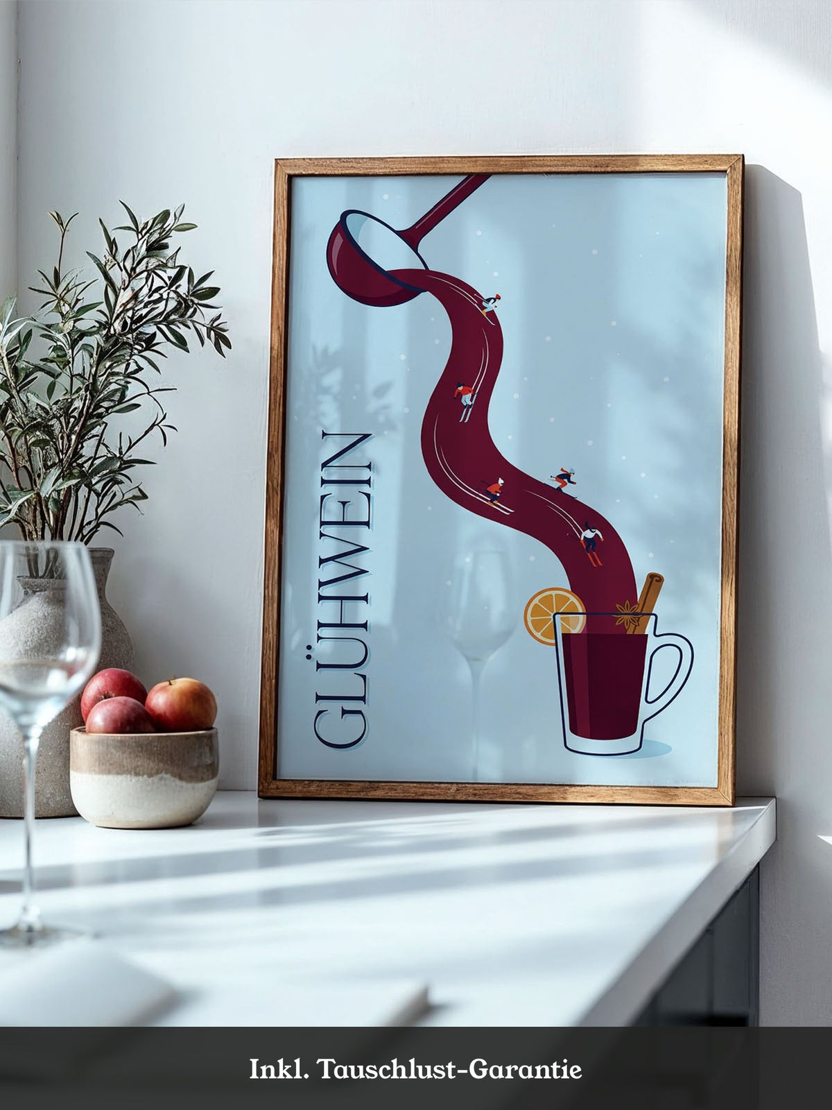 Glühwein Illustration Skifahrer