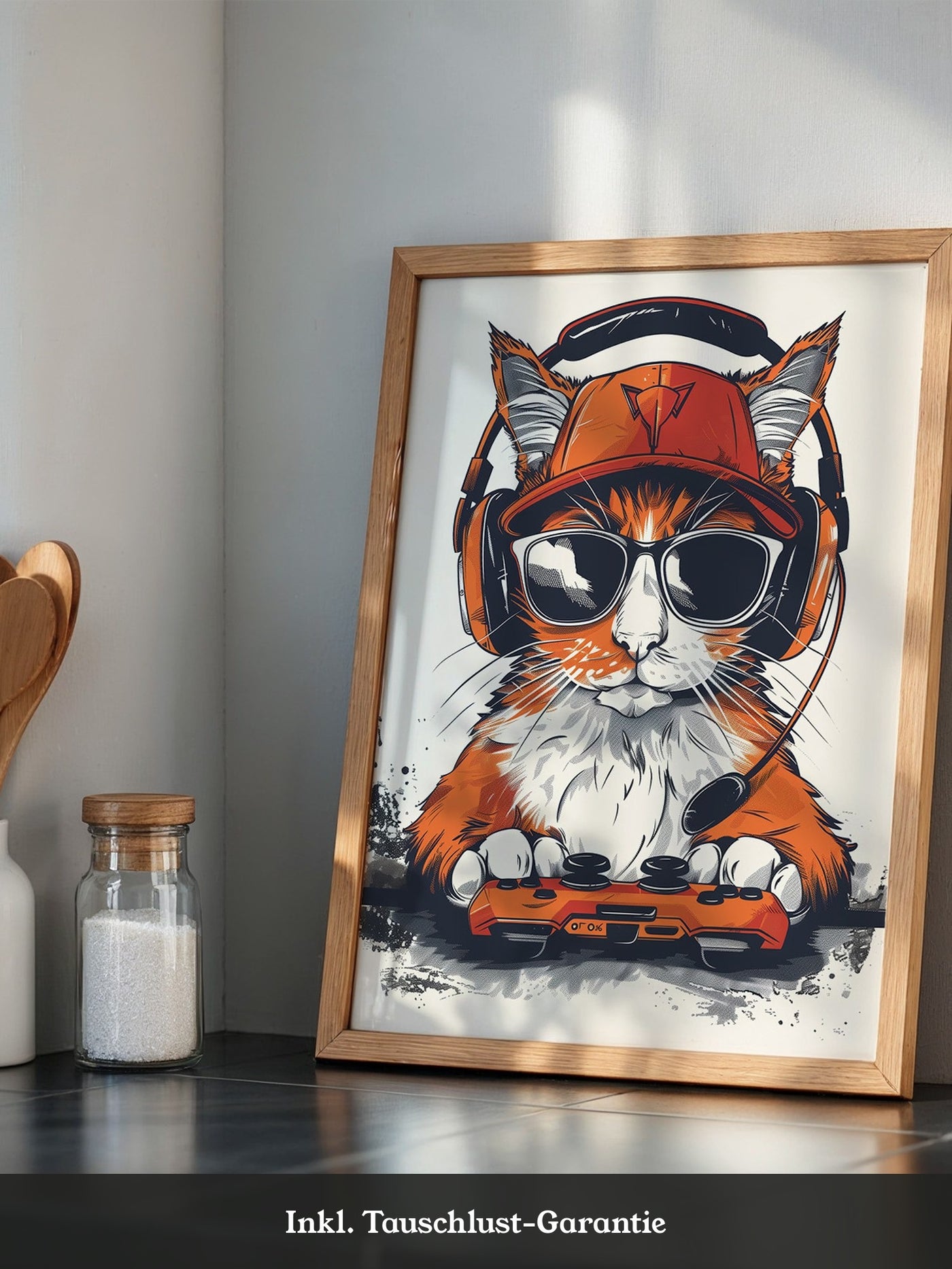Gamer Katze mit Sonnenbrille