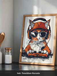 Gamer Katze mit Sonnenbrille