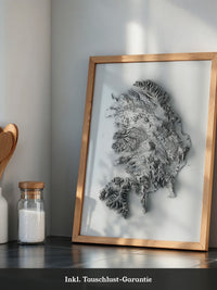 Island 3D-Relief Grau