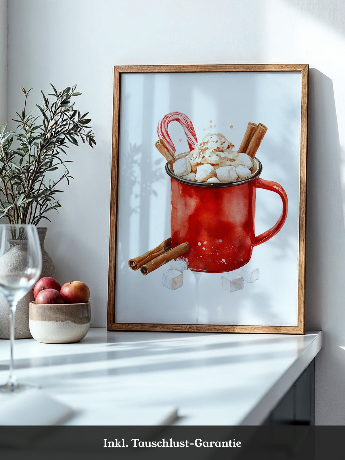 Rote Tasse Heißgetränk Weihnachtsstil