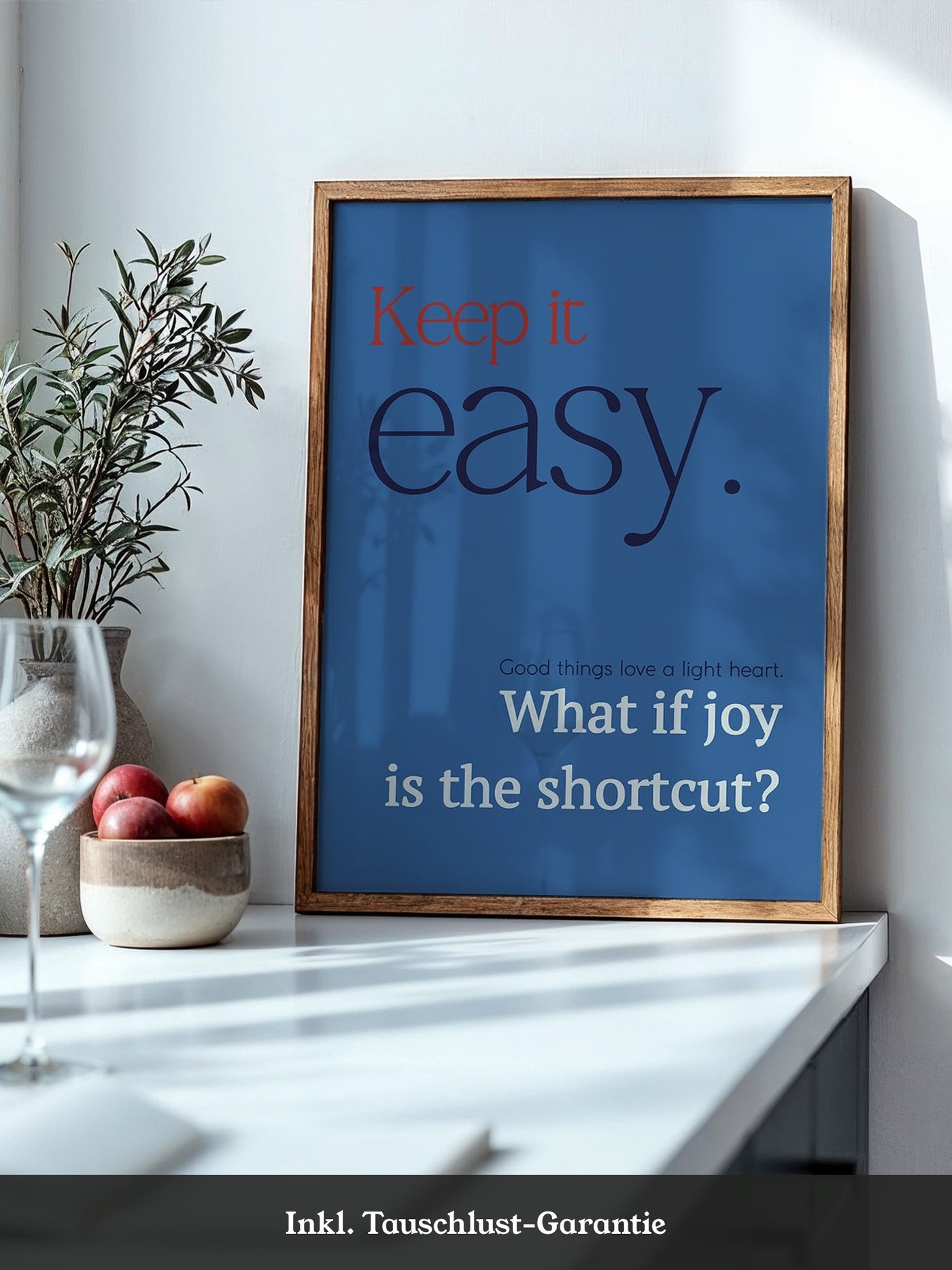 Keep it easy Typografie blau