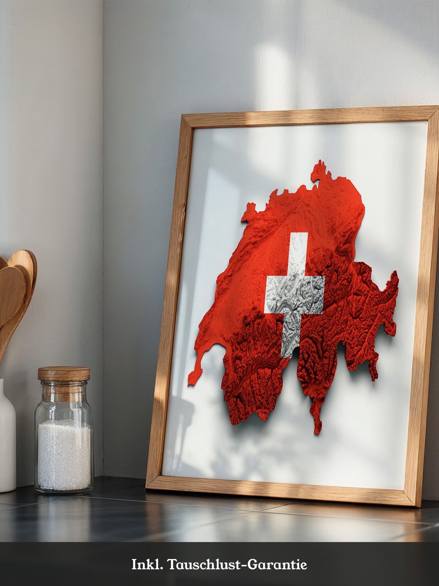 Schweiz Landkarte Relief Rot