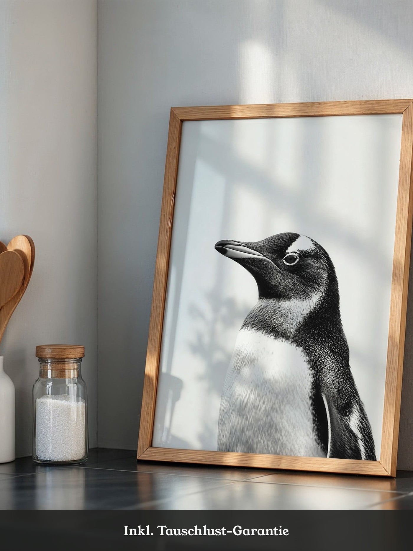 Pinguin Kopf Nahaufnahme S/W
