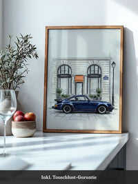 Blauer Sportwagen Paris Illustration