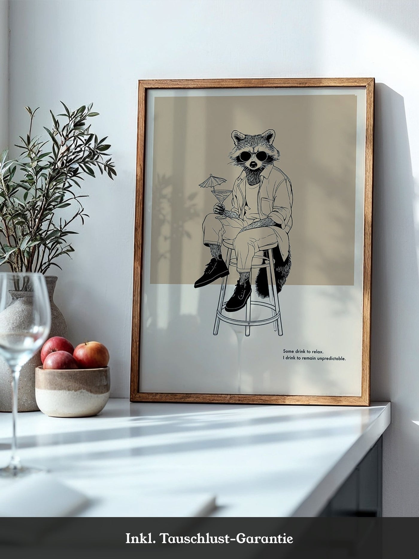 Waschbär stilvoll lässig