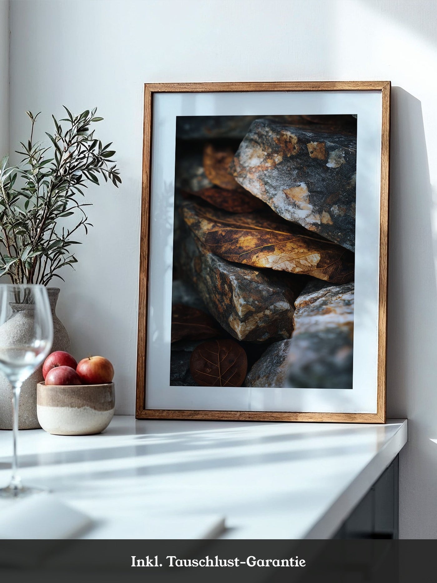 Stein Felsen Struktur Herbstlaub