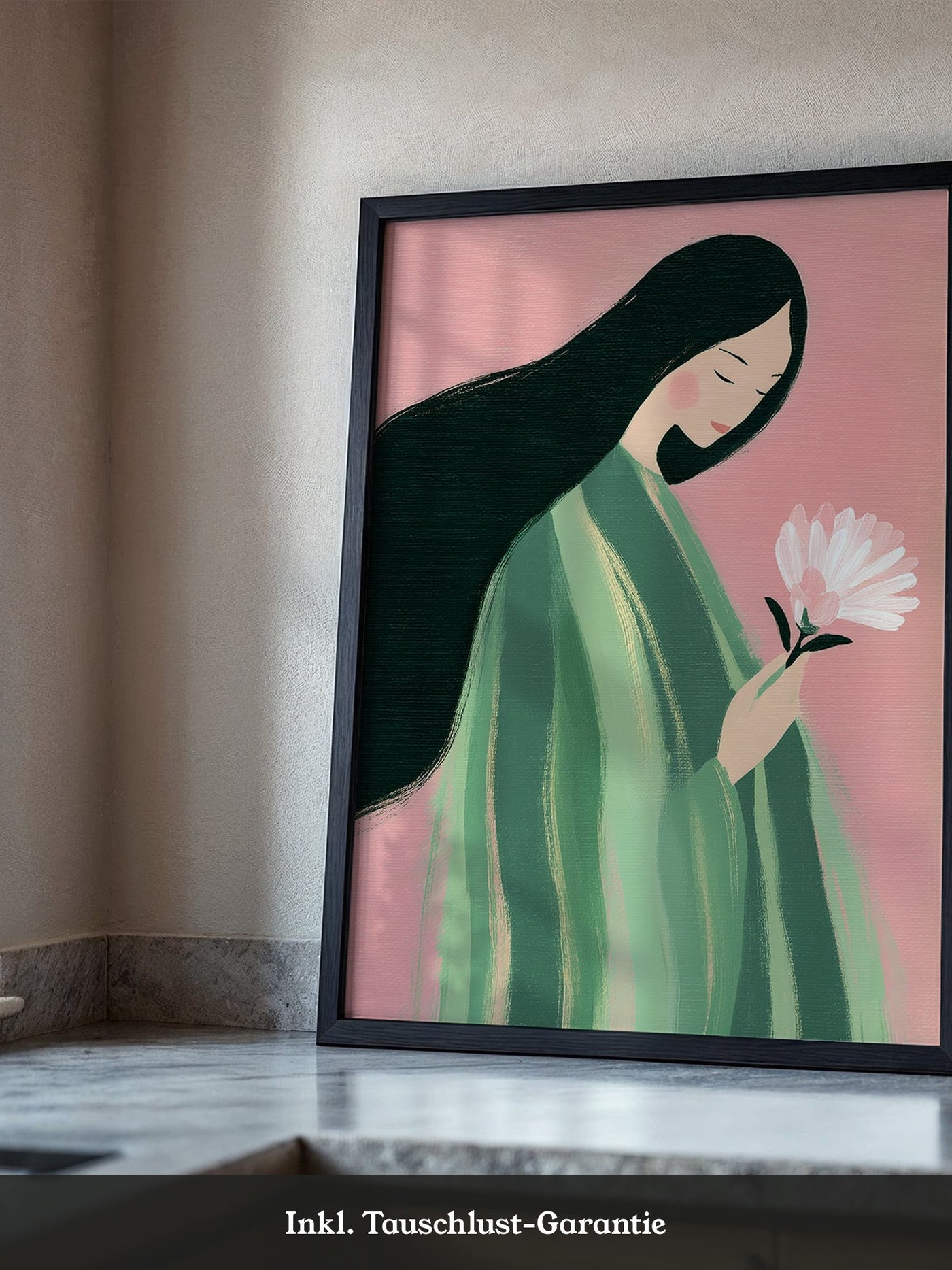 Frau mit Blume Pastellfarben