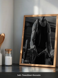 Bodybuilder Hantel Schwarzweiß