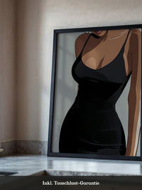 Frau im Schwarzen Kleid minimalistisch