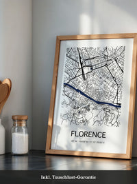 Florenz Stadtplan Schwarz Weiß