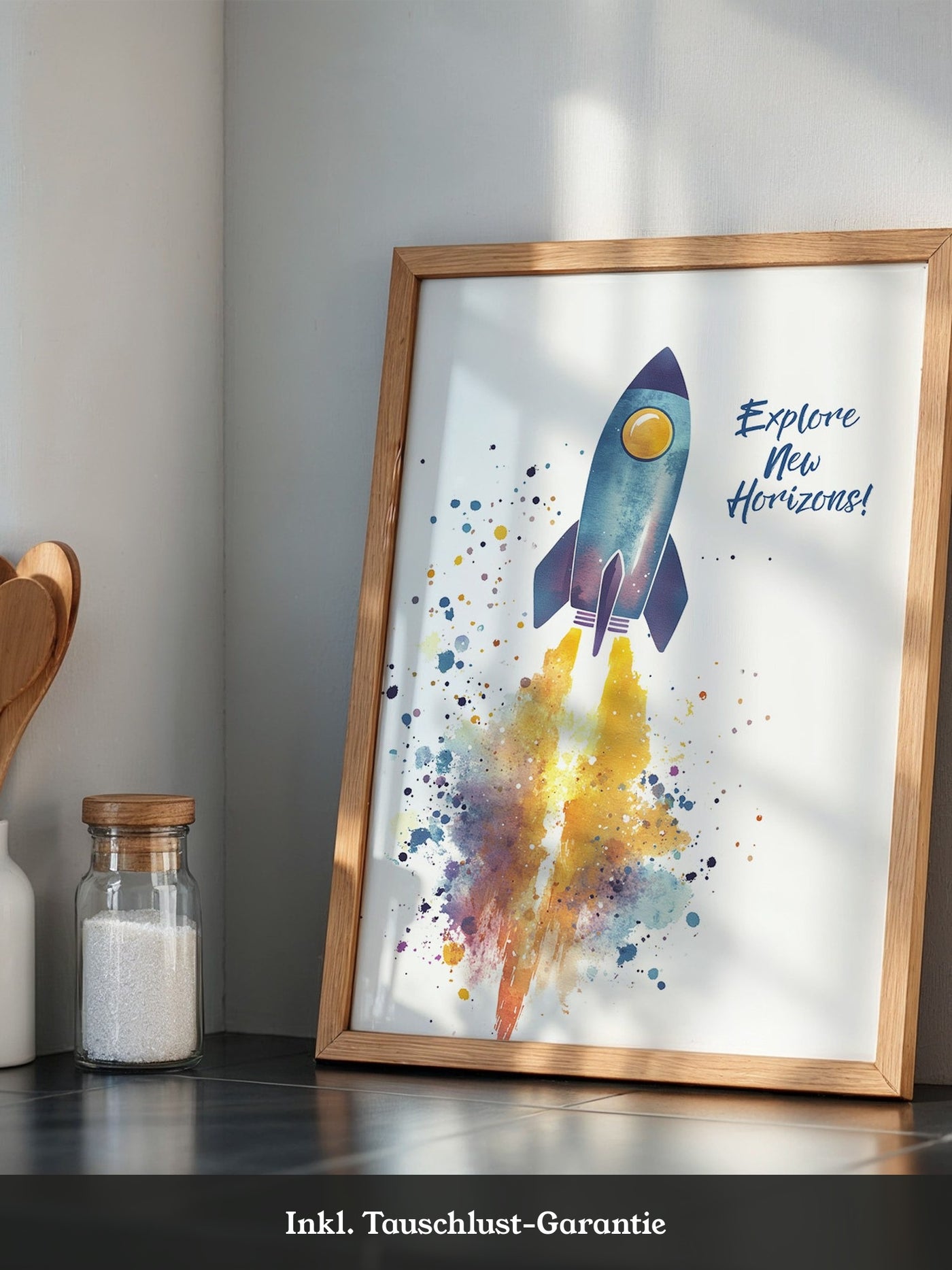 Rakete Aquarell Buntabdruck