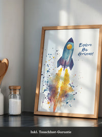 Rakete Aquarell Buntabdruck