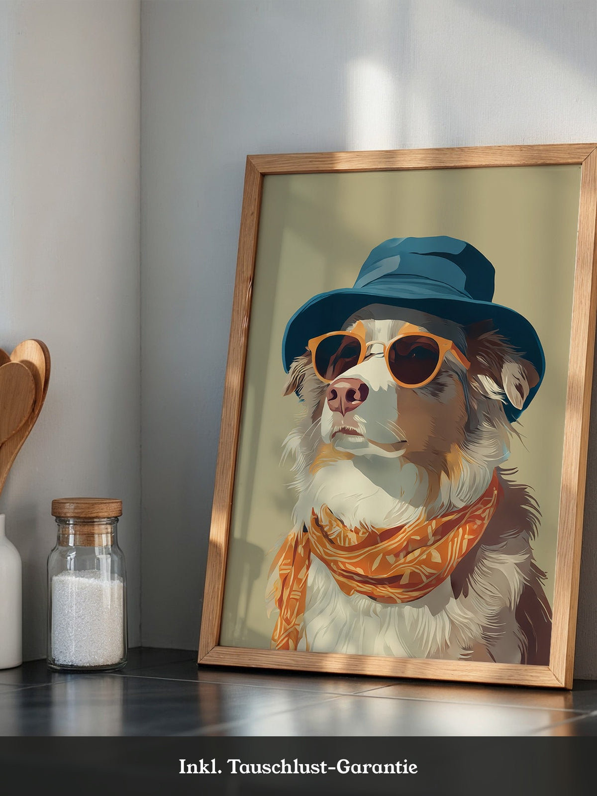 Hund mit Hut und Sonnenbrille