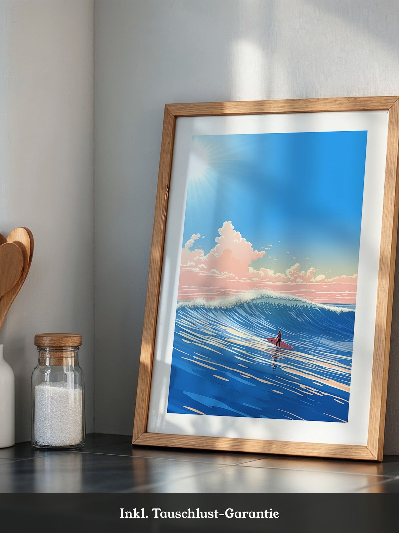 Surfer Welle pastellfarben
