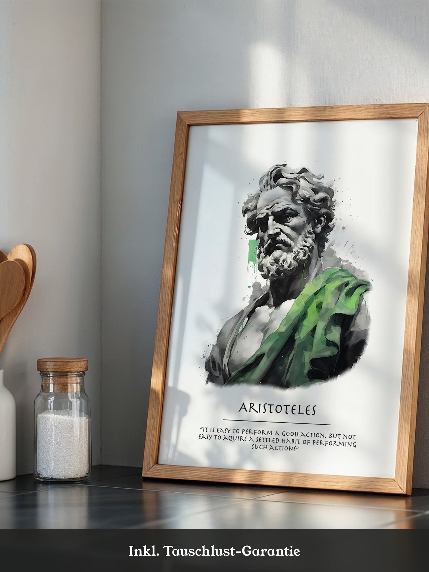 Philosoph Statue Grüne Akzente