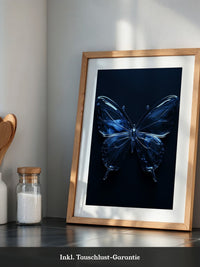 Glas Schmetterling blau