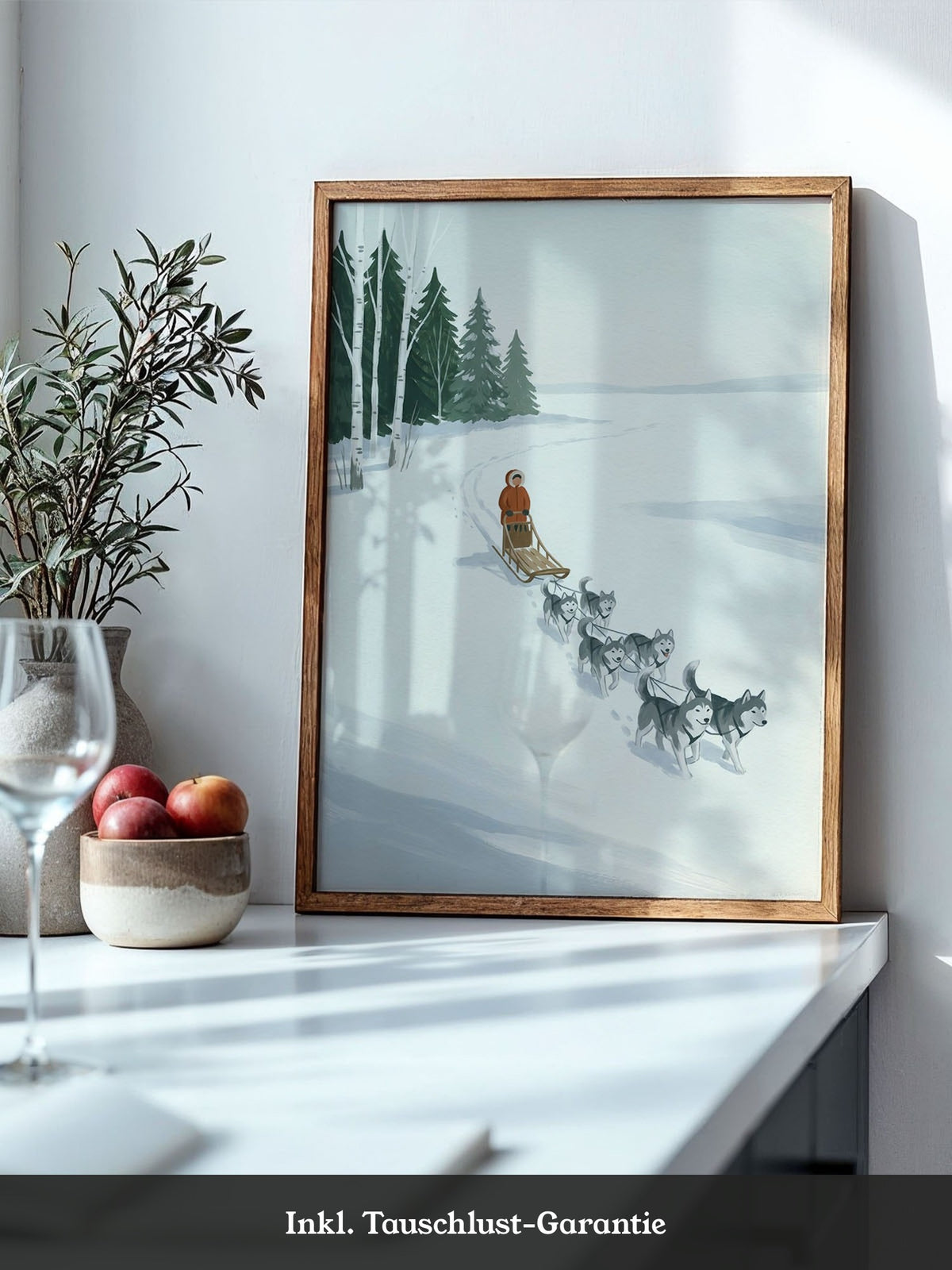 Huskyschlitten Winterlandschaft