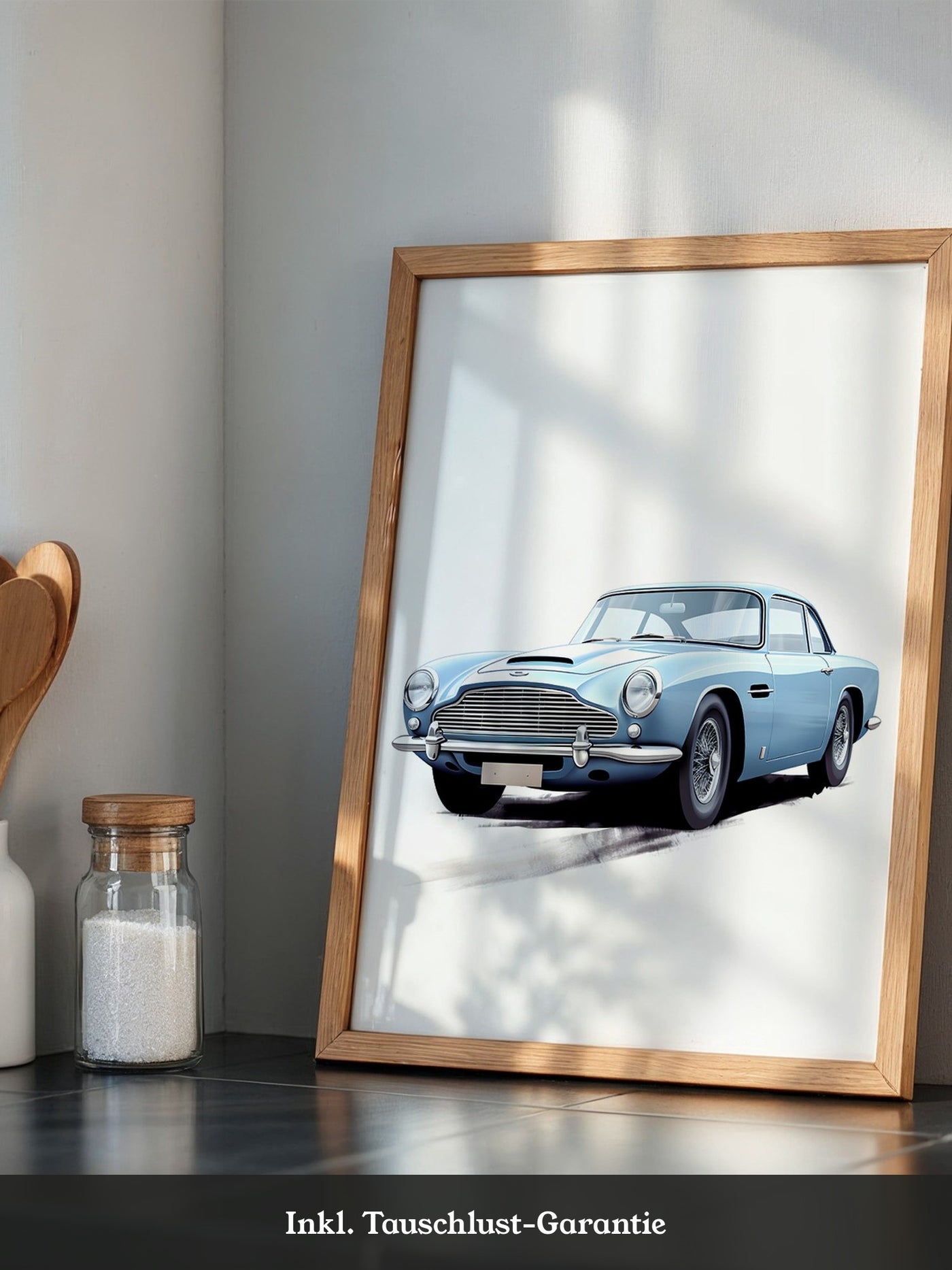 Klassiker auf Rädern – Blauer Oldtimer-Illustration