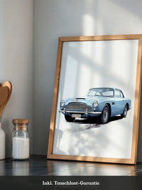 Klassiker auf Rädern – Blauer Oldtimer-Illustration