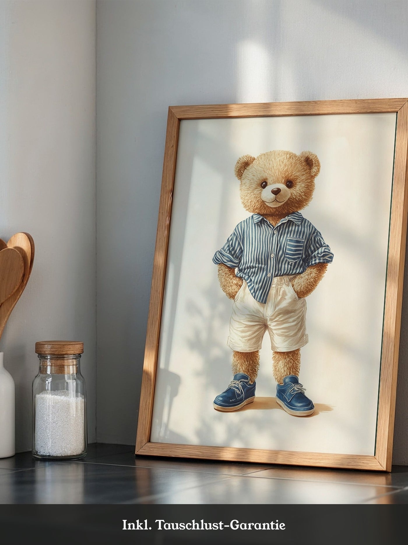 Teddybär Streifenhemd Retro
