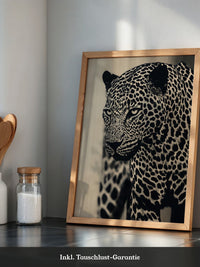 Leopard Nahaufnahme Schwarzbeige