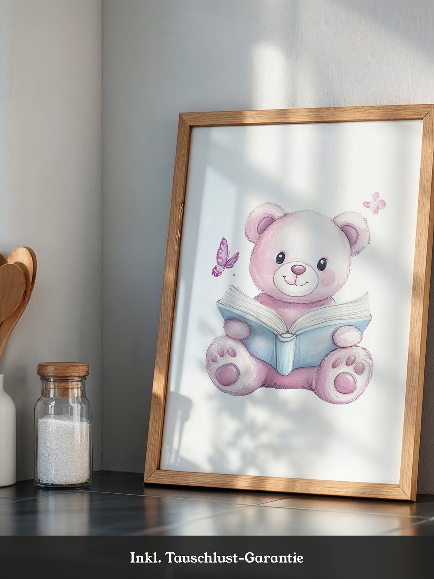 Teddybär Aquarell mit Buch