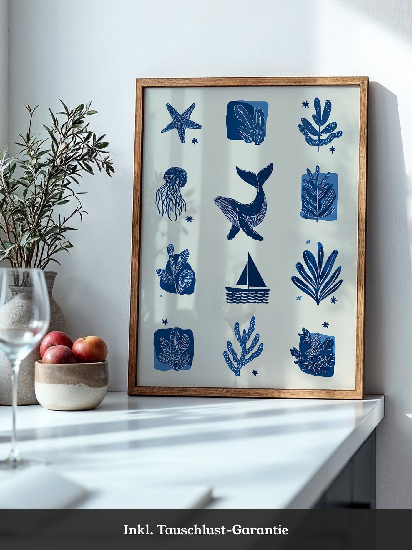 Marine Muster Blau Vintage