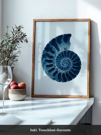 Ammonit Blau Aquarell