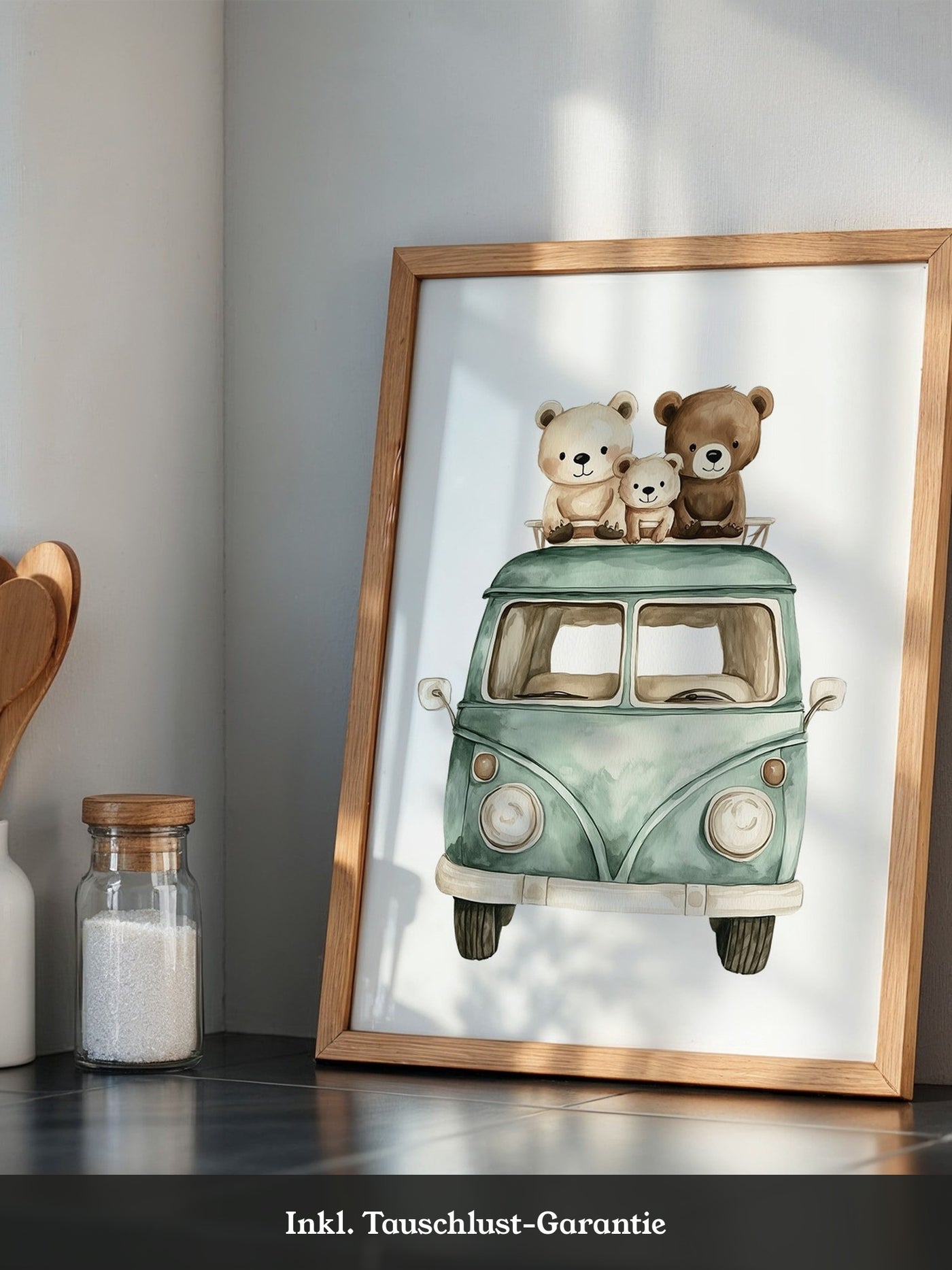 Bärchenbus Aquarell Retro