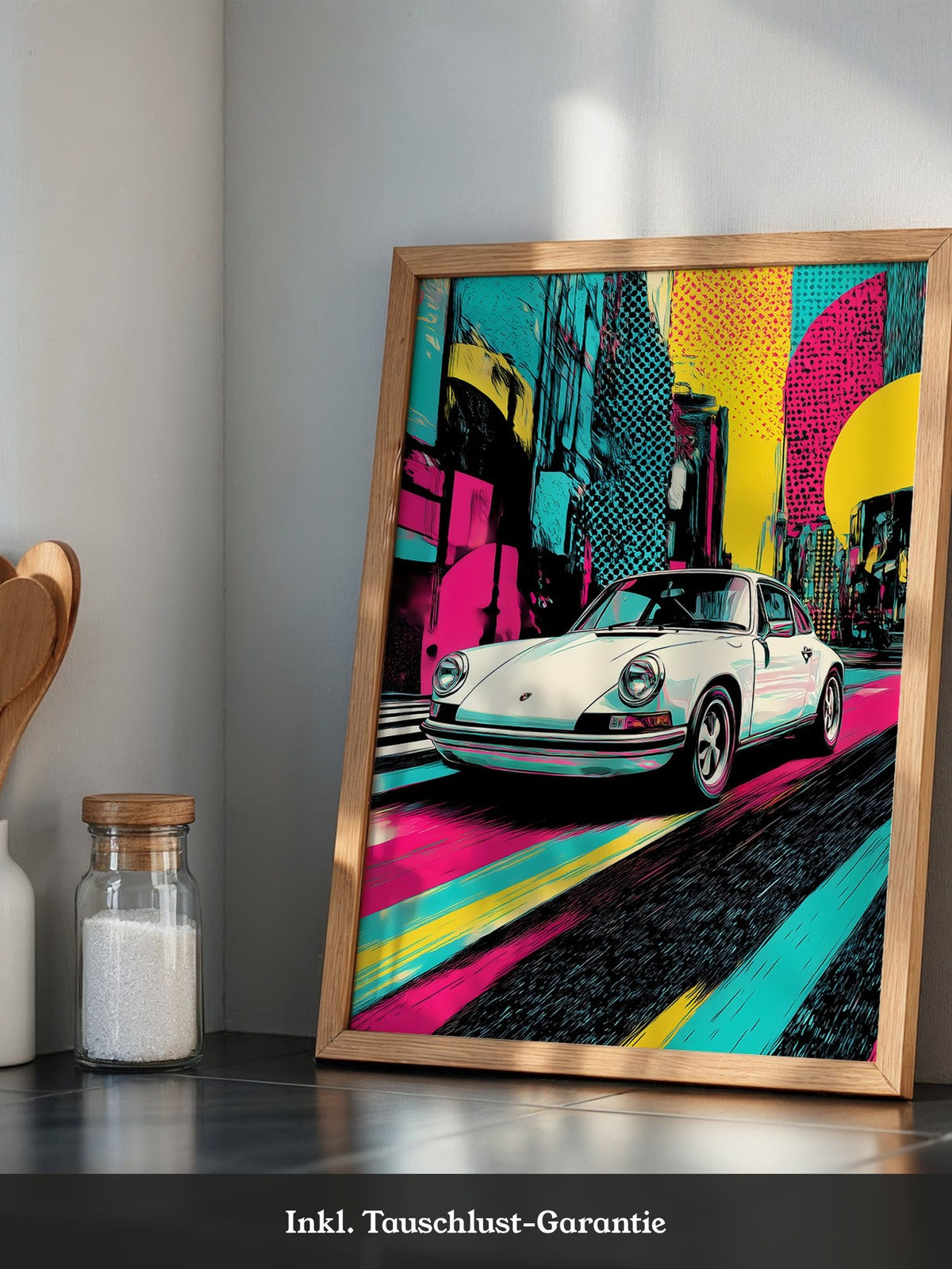Porsche Retro Stadt Pop-Art
