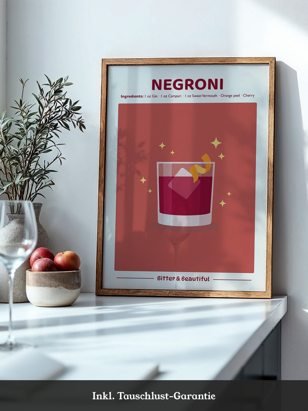Negroni Drink Illustration Rot